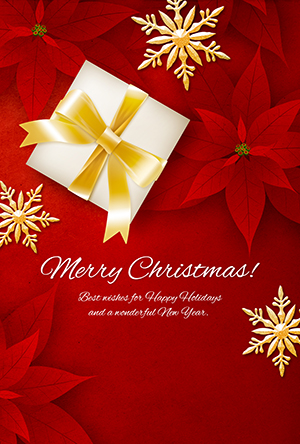 クリスマスカード christmascard X'mas christmas クリスマス カード ポインセチア プレゼント ゴールド 赤 おしゃれ 綺麗 無料 商用利用可能