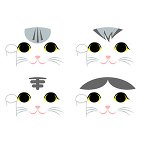 猫の折り紙 招き猫 黒白猫 ハチワレ 黒白 灰白 サバ白 サバトラ サバシロ 灰白トラ テンプレート 無料 印刷 pdf